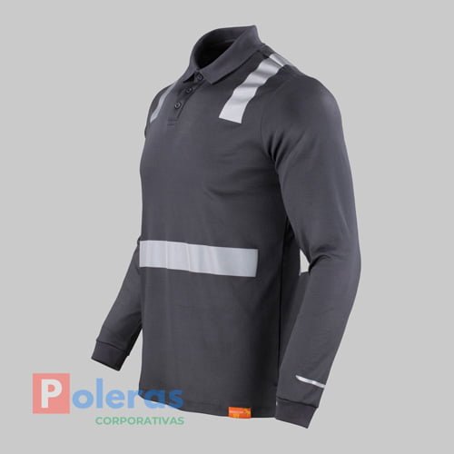 Polera Hibrida Cuello Camisero Manga Larga Cinta Reflectiva