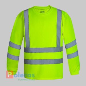 Polera Dry Fit Cuello Redondo Manga Larga Con Cinta Reflectiva