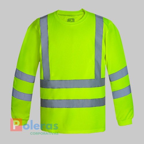 Polera Dry Fit Cuello Redondo Manga Larga Con Cinta Reflectiva