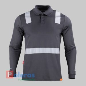 Polera Hibrida Cuello Camisero Manga Larga Cinta Reflectiva