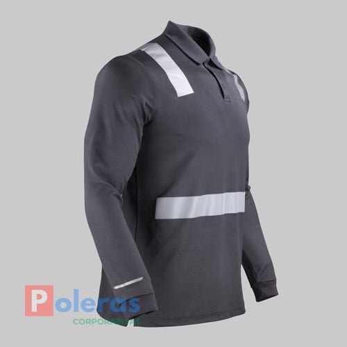 comprar Poleras Hibrida Cuello Camisero Manga Larga Cinta Reflectiva